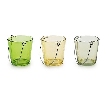 candle holder, 3 assorted, glass, green