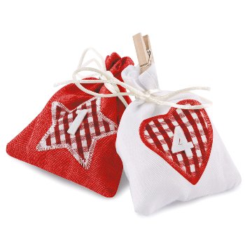 Adventskalender "Karo", rot-weiß,