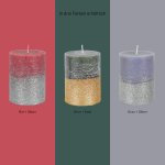 Pillar candle, rustic glitter