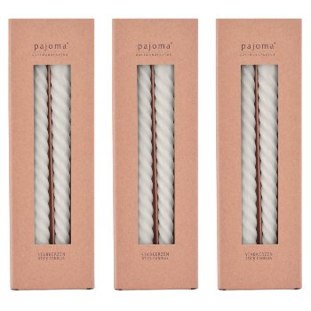 Gedrehte Stabkerze, einfarbig, 12er Set