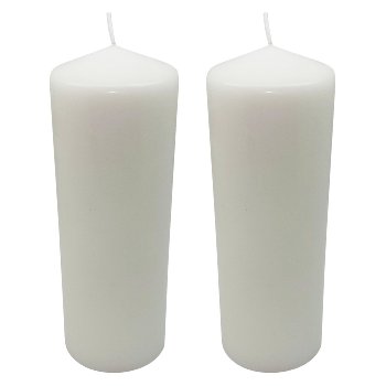 Pillar candle white H 22.5cm, Set of 2,