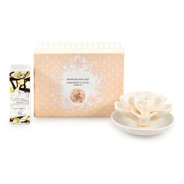 Premium Duft-Set Vanille Keramikblüte, 10 ml Duftöl Vanille