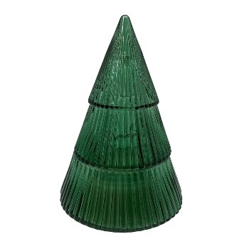 Tannenbaum-Kerze, mit Glaskuppel, grün